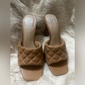 Vince Camuto Camel Quilted Heeled Mules